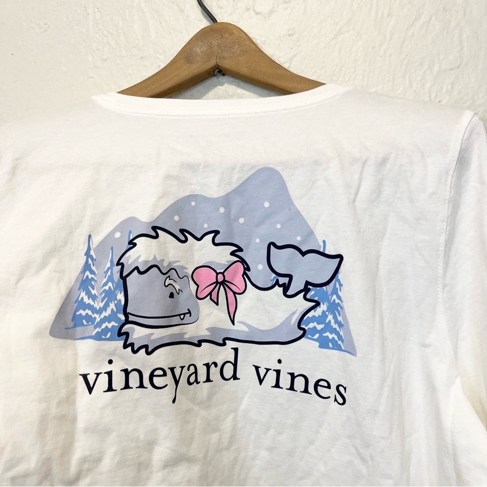 Vineyard Vines T-Shirt Long Sleeve Yeti Whale White XL Winter Snow